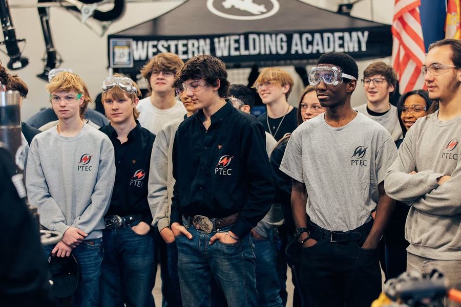 Students with the Western Welding Academy Blue Collar Tour