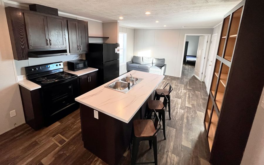 Student housing kitchen and dining area