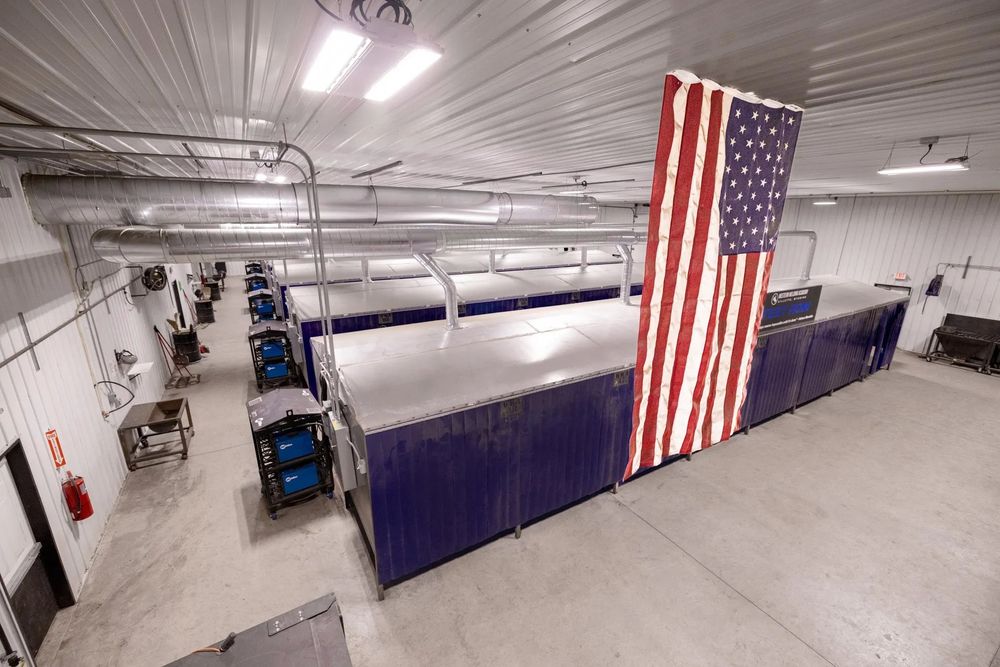 The WWA shop with an American flag on the wall