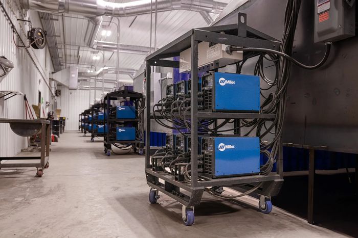 Welding machines on carts in the WWA shop